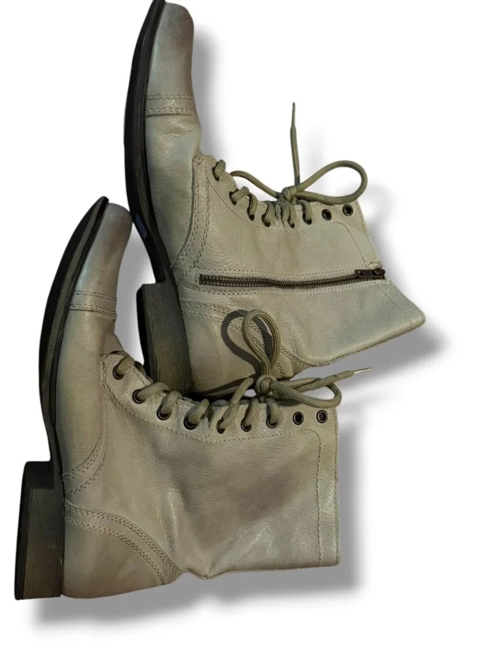 Taupe Lace‑Up Ankle Boots – Size 10